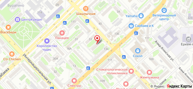 Квартира посуточно Абая, 35 на карте Петропавловска