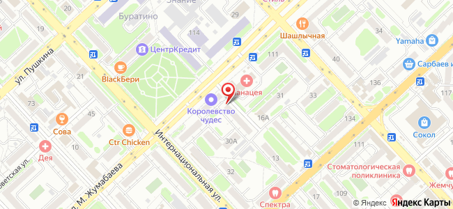 Квартира посуточно Бостандыкская, 11 на карте Петропавловска