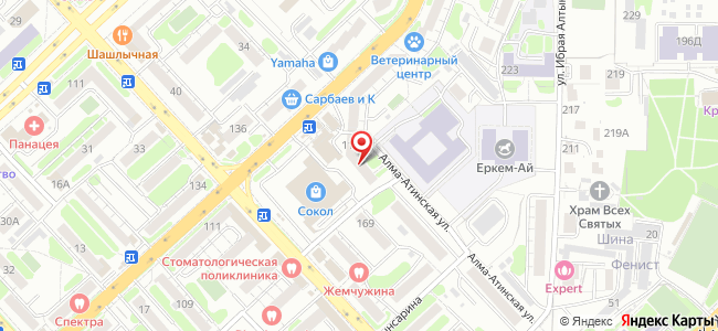 Квартира посуточно Назарбаева, 117 на карте Петропавловска