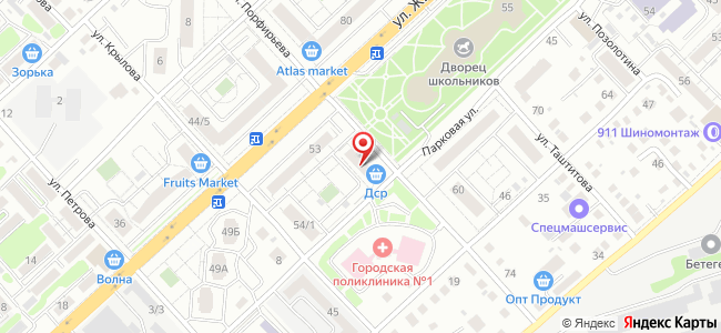 Квартира посуточно Порфирьева, 53 на карте Петропавловска